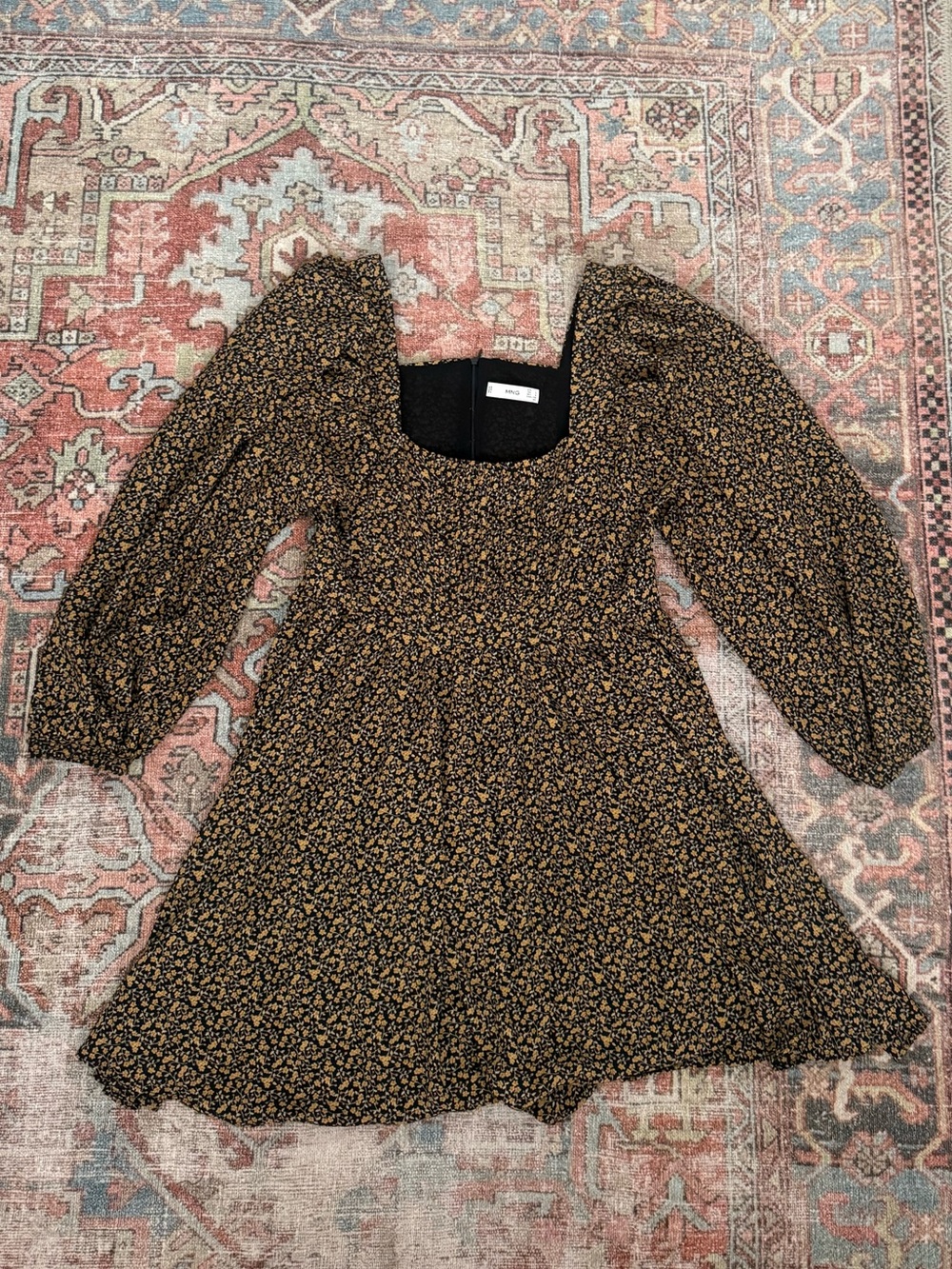 MNG / Mango square neck dress with long flowy sleeves - women’s large